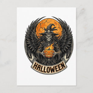 Gothic Halloween Witch Vintage Postcard