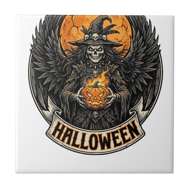 Gothic Halloween Witch Vintage Tile (Front)