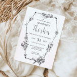 Gothic hand drawn arch 40th Birthday Party Invitation<br><div class="desc">Designed to coordinate with our Gothic Hand drawn Floral Collection, this 40th birthday party invitation features uniquely hand drawn flowers and skulls in an arch shape. Suitable for moody, dark gothic wedding theme. For more advanced customisation of this design, e.g. changing layout, font or text size please click the "CUSTOMIZE"...</div>
