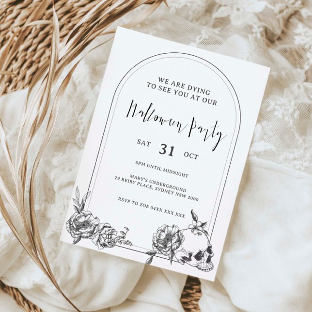 Gothic hand drawn flowers arch Halloween Party Invitation (Creator Uploaded)