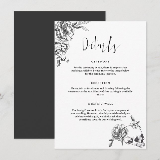 Gothic Hand drawn Flowers Detail Enclosure Card (Front/Back)