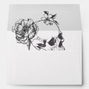 Gothic Hand drawn Flowers Skull 5x7 Invitation Env Envelope