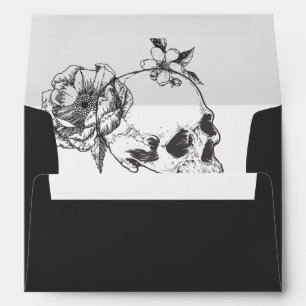 Gothic Hand drawn Flowers Skull 5x7 Invitation Envelope