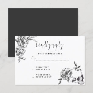 Gothic Hand drawn Flowers Skull RSVP card