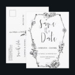 Gothic Hand drawn Flowers Skull Save the date  Postcard<br><div class="desc">Designed to coordinate with our Gothic Hand drawn Floral Collection, this save the date postcard features uniquely hand drawn flowers and skulls. Suitable for moody, dark gothic wedding theme. For more advanced customisation of this design, e.g. changing layout, font or text size please click the "CUSTOMIZE" button above. Please contact...</div>