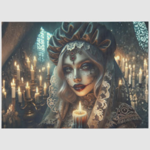 Gothic Harlequin Marionette Dark Baroque Portrait  Tissue Paper