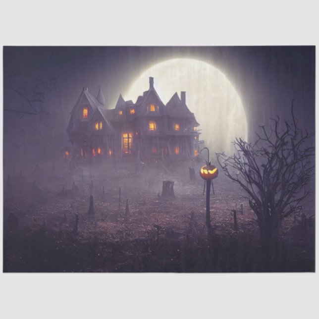 Gothic Haunted House Decoupage Tissue Paper (Front)