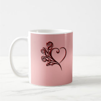 Gothic heart and roses on rose-gold with Monogram Coffee Mug