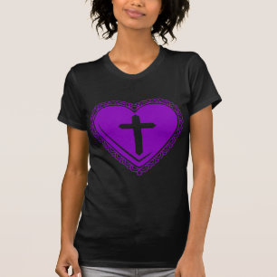 Gothic Heart + Cross (Black Purple) T-Shirt