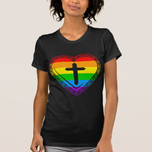 Gothic Heart & Cross (Black + Rainbow) T-Shirt