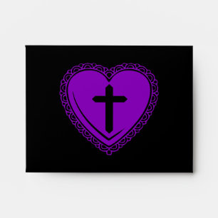 Gothic Heart + Cross Envelopes (Black + Purple)