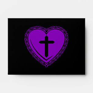 Gothic Heart + Cross Envelopes (Black + Purple)