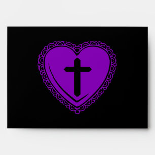Gothic Heart + Cross Envelopes (Black + Purple)