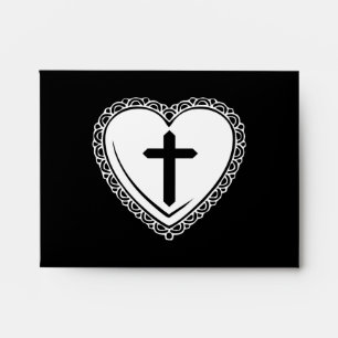 Gothic Heart & Cross Envelopes (Black + White)