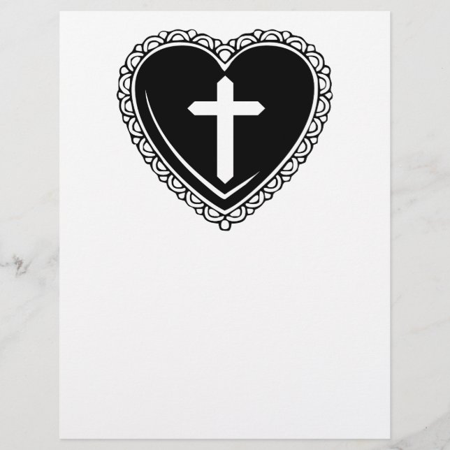 Gothic Heart & Cross Flyer (Black & White) (Front)