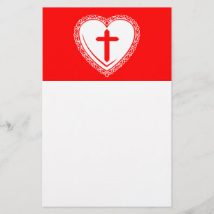 Gothic Heart + Cross (Red + White) Stationery