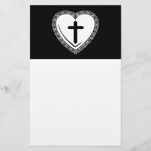 Gothic Heart & Cross Stationery (Black & White)