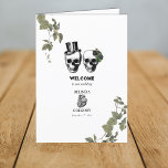 Gothic Heart Floral Skull Wedding Order of Service Programme<br><div class="desc">A Gothic Halloween script wedding design with black floral vines, skulls and heart. A white Halloween design that uses black and dark botanical greenery along with vintage script calligraphy typography. A stylish skulls Gothic design ideal for Halloween wedding themes. A unique black botanical, skulls and heart wedding order of service...</div>