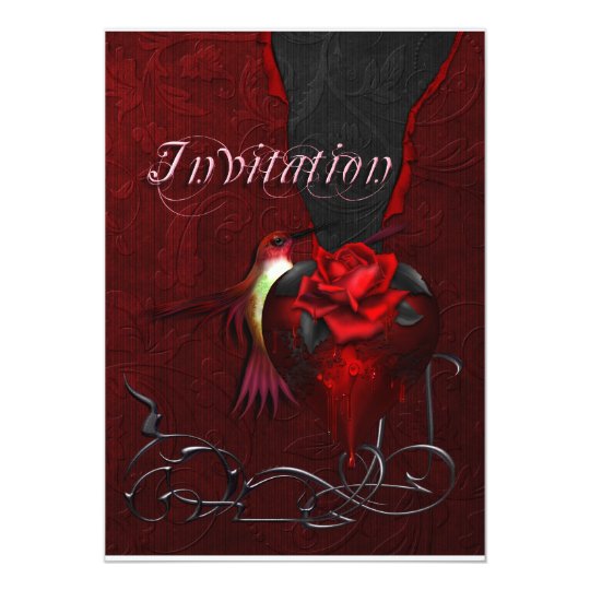 Gothic Heart & Hummingbird Card