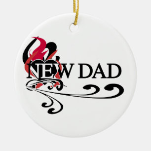 Gothic Heart New Dad T-shirts and Gifts Ceramic Tree Decoration