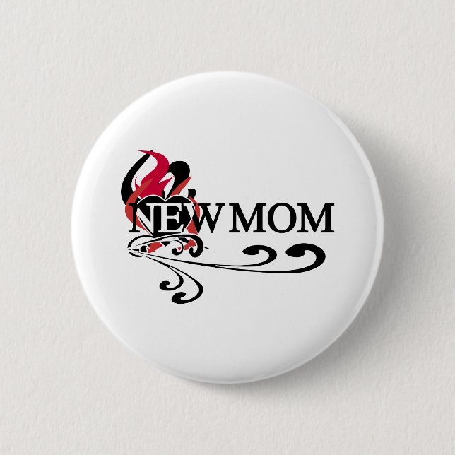 Gothic Heart New Mum 6 Cm Round Badge (Front)