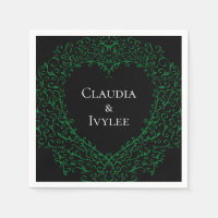 Gothic Heart-Paper Napkin Green & Black 2