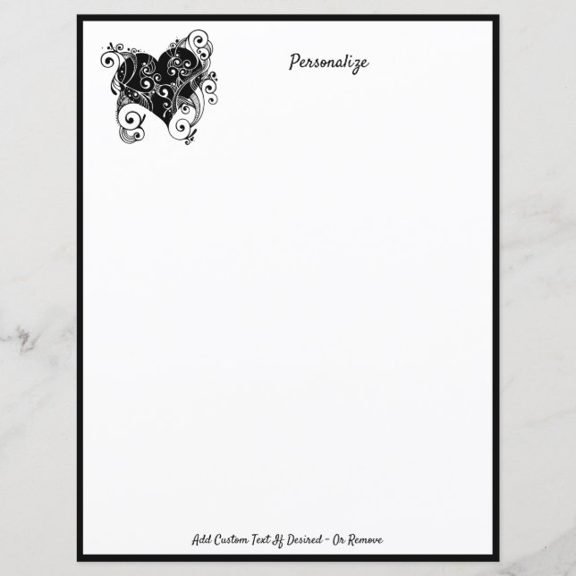 Gothic Heart Tattoo Black & White Personalise (Front)