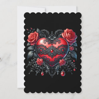 Gothic Heart Valentine Flat Greeting Card