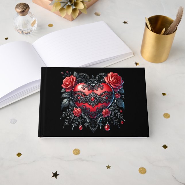 Gothic Heart Valentine Guest Book (Front Open)