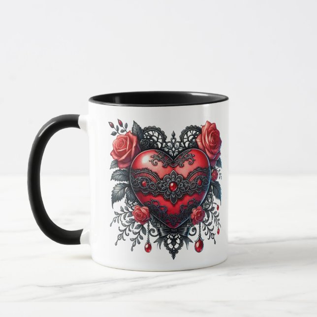 Gothic Heart Valentine Mug (Left)