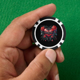 Gothic Heart Valentine Poker Chips