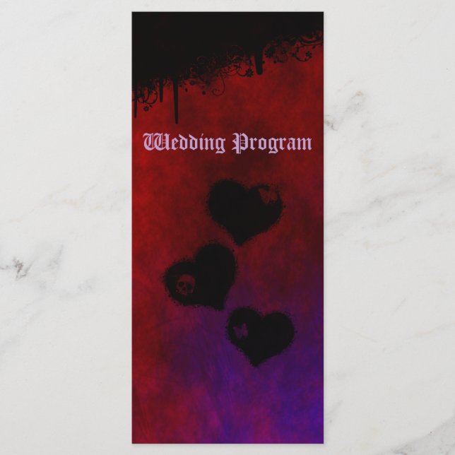 Gothic Heart Wedding Program Card (Front)