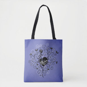 Gothic Heart With Band-Aid Black And Purple Tote Bag