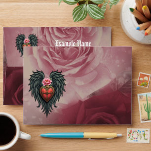 Gothic Heart with Bloom and Wings.  Envelope