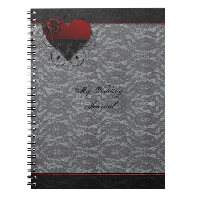Gothic Hearts and Roses Elegant Wedding Journal (Front)