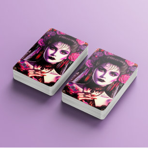 Gothic Hispanic Woman Playing Cards