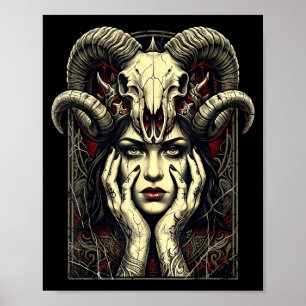 Gothic horns occult witch fantasy demon girl  poster