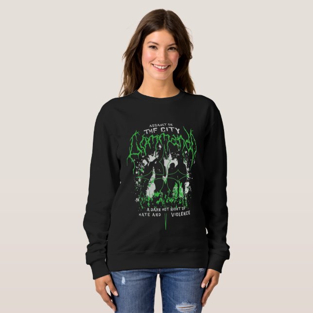 Gothic Horror Metal Logo Neon Green Sweatshirt (Front Full)