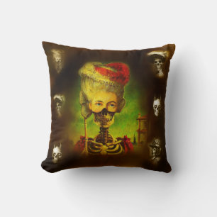 Gothic Horror Skeleton Throw Pillow