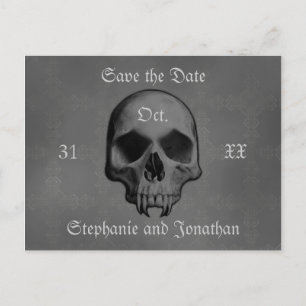 Gothic horror skull   Save the date wedding Announcement Postcard