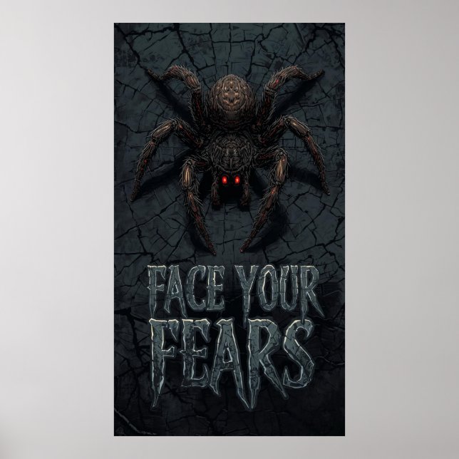 Gothic Horror Spider – Creepy Face Your Fears Poster (Front)