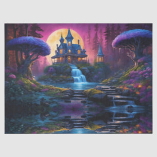 Gothic House on Hill with Waterfalls Tissue Paper