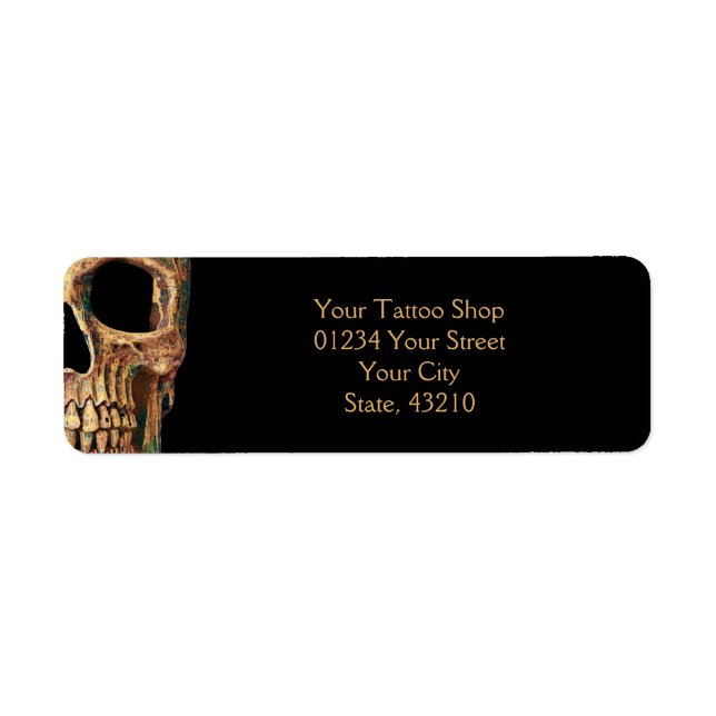 Gothic Human Half Skull Brown Green Tattoo Shop (Front)