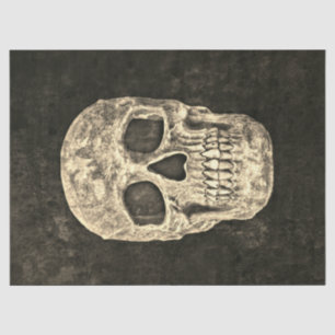 Gothic Human Skull Black Beige Texture Tissue Paper