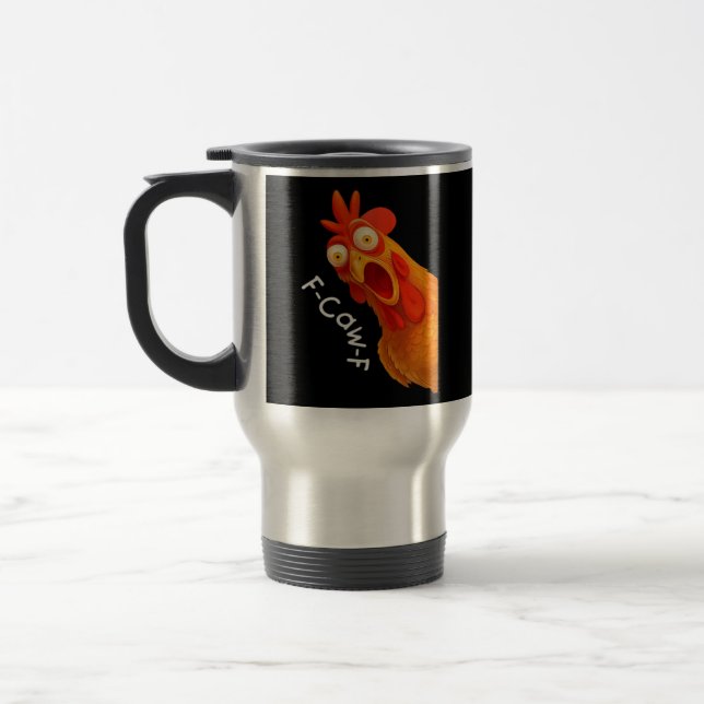Gothic Humour Funny F-Caw-F Crow Travel Mug (Left)