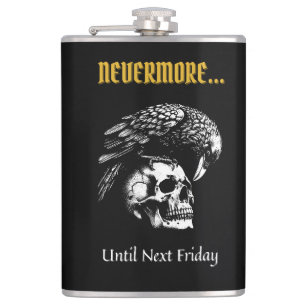 Gothic Humour with Raven and Skull Hip Flask