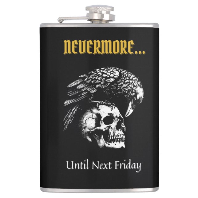 Gothic Humour with Raven and Skull Hip Flask (Front)