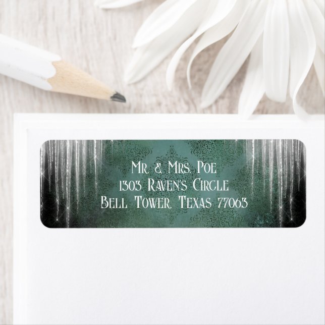 Gothic Iced Aqua Green Damask  (Insitu)