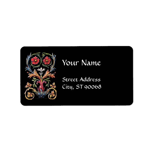 Gothic Illuminated Floral Art Address Label (Front)