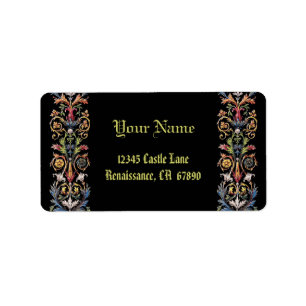 Gothic Illuminated Floral Mediaeval Art Label